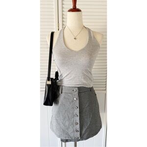 Forever 21 Checkered Two Toned Wrapped Buttoned Plaid Skirt